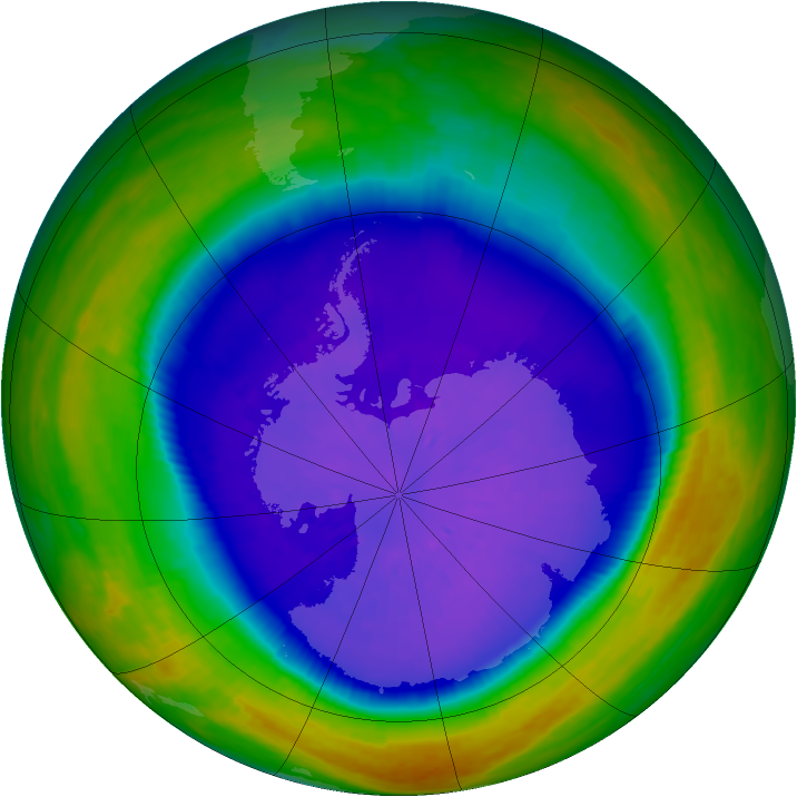 Antarctic ozone map for 23 September 2003